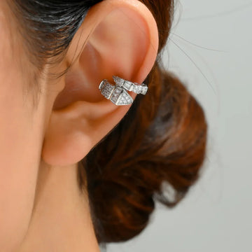 DAIIIBABYYY  -  Punk Snake C Shaped Ear Clip Earrings for Women Men Shiny Inlaid Zircon Without Piercing Earrings Ear Cuffs Party Jewelry